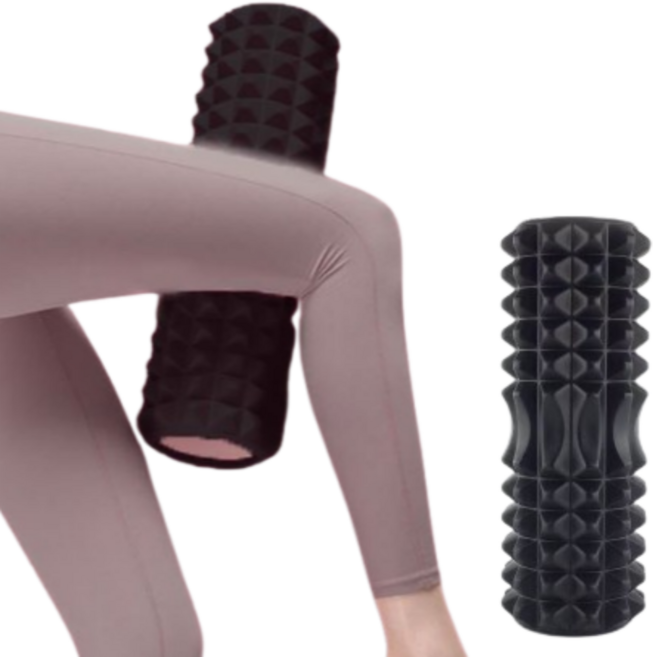 사비나 피트니스 EVA 돌기형 지압 요가 폼롤러, 블랙, 1개