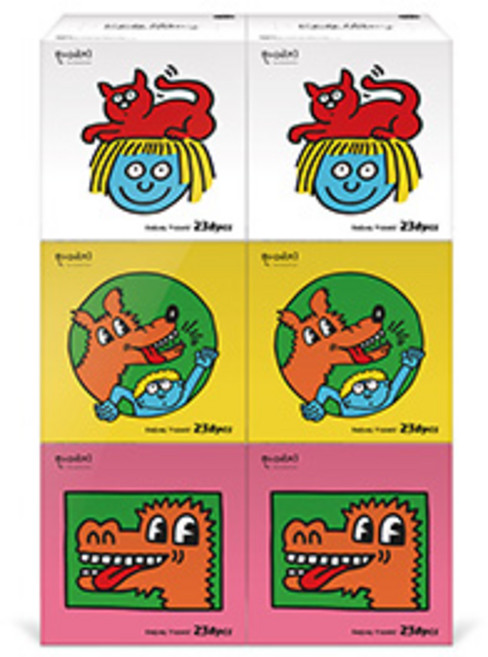 한예지 키스해링 키즈용 천연펄프 미용티슈 2겹, 230매입, 6개