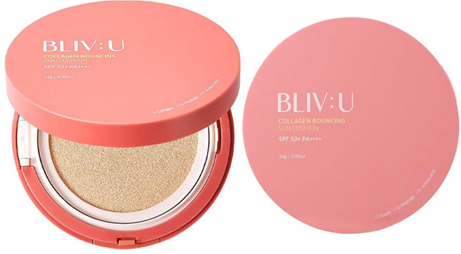 블리브유 콜라겐 바운싱 선쿠션 SPF50+ PA++++, 24g, 2개