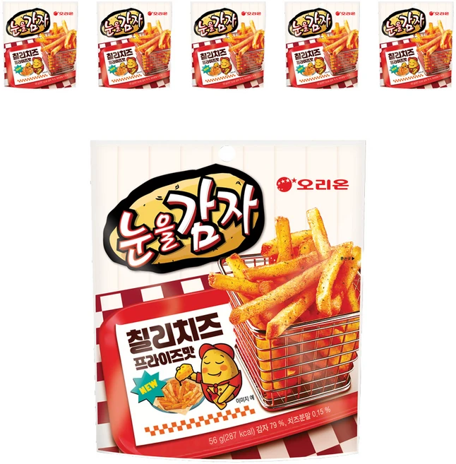 오리온 눈을감자 칠리치즈 프라이즈 스낵, 56g, 6개 - 쿠팡