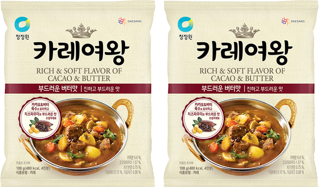 카레여왕 부드러운 버터맛, 108g, 2개