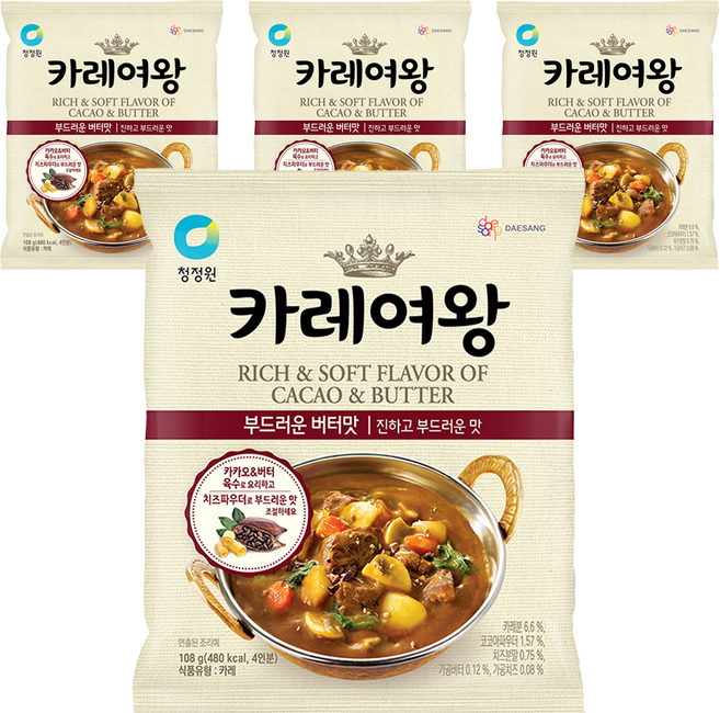 카레여왕 부드러운 버터맛, 108g, 4개