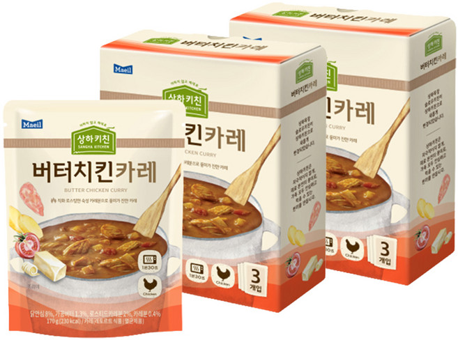 매일유업 상하키친 버터치킨카레 3p, 510g, 2개