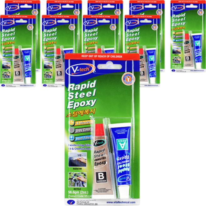 Vtech 금속 접착제 스틸 에폭시, 10개
