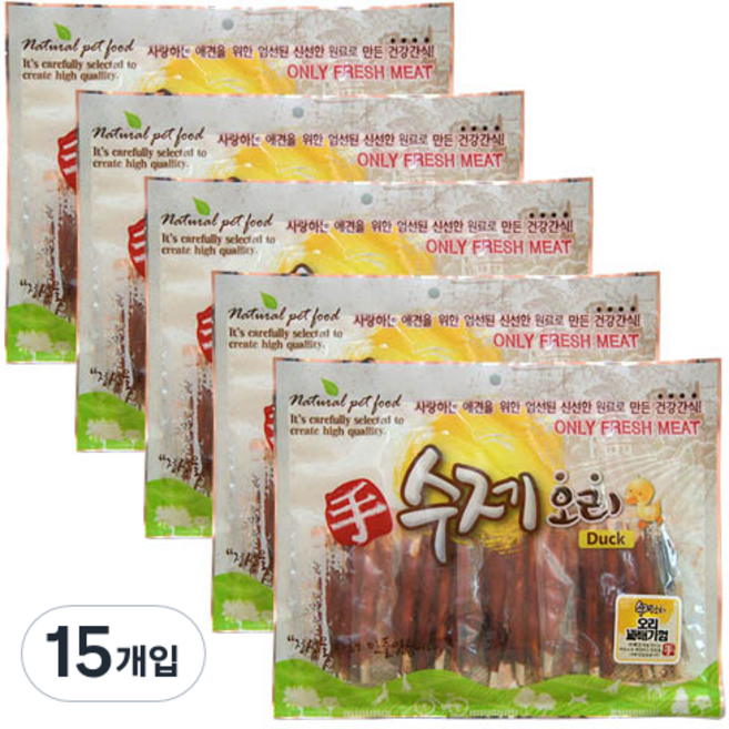 펫스토리 강아지 수제오리 간식, 오리꽈배기껌, 150g, 15개
