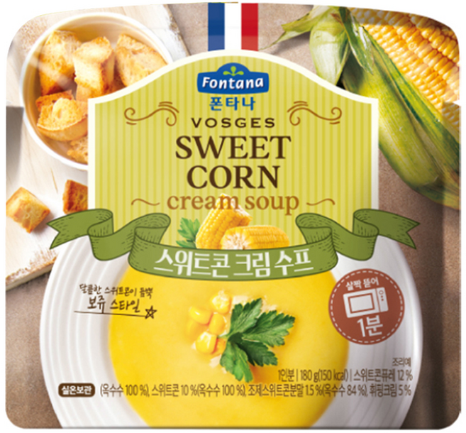 폰타나 스위트콘 크림 전자레인지용 수프, 180g, 1개