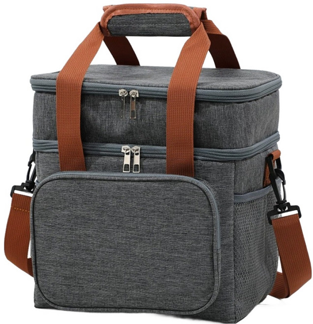 오엔리빙 접이식 소프트 보온보냉 피크닉 아이스 쿨러백, 그레이, 12L