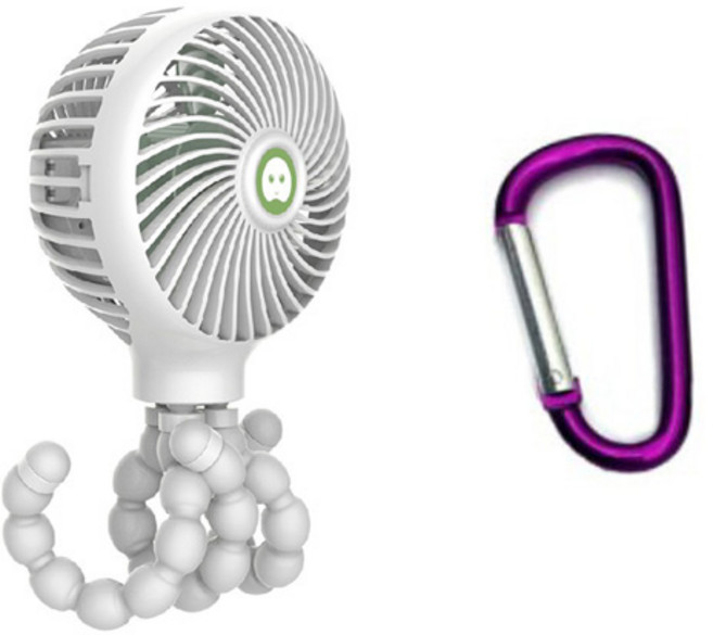 DSCUBE 3단 휴대용 문어발 멀티선풍기 + D형고리 색상랜덤, 아이보리, 1개