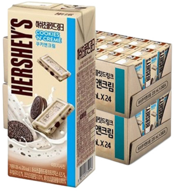 허쉬 초콜릿드링크 쿠키앤크림, 235ml, 48개