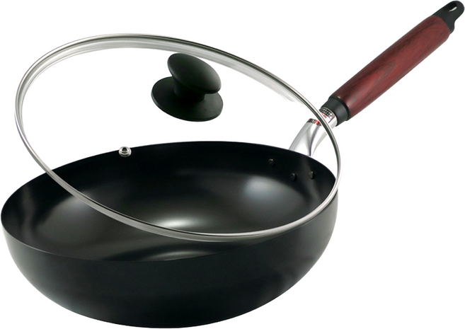 Hokua 北陸 輕量級木柄黑鐵炒鍋 30cm 含蓋, 1個