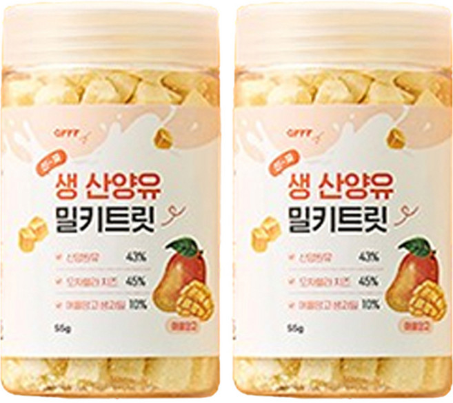 동원아르르 반려동물 산양유 밀키트릿 동결건조 간식, 혼합맛(치즈/애플망고), 55g, 2개