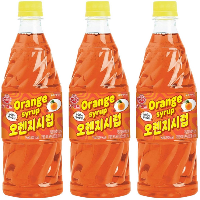 오뚜기 오쉐프 오렌지 시럽, 1kg, 3개
