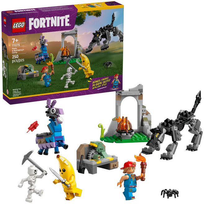 LEGO 樂高 要塞英雄 蕉寶與火星塞的營地 Peely & Sparkplug’s Grasslands Camp 77075, 1盒, 多色