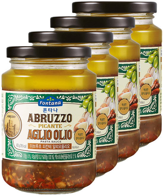 폰타나 아브루초 피칸테 알리오올리오 파스타소스, 430g, 4개