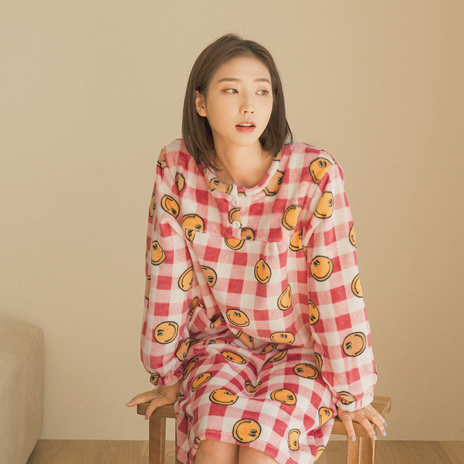 PALAN 女性水貂絨微笑睡眠睡衣連身裙