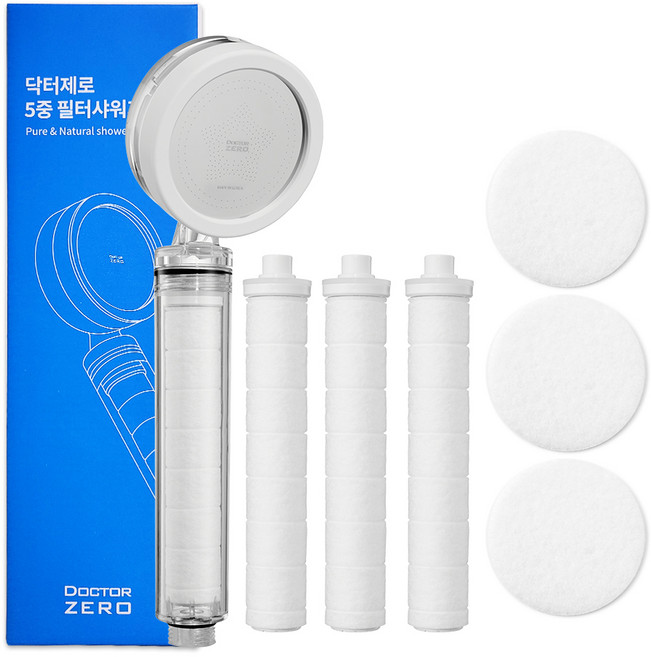 닥터제로 5중 필터 샤워기 본품 1p + 세디먼트 필터 3p + 헤드 필터 3p, 1세트