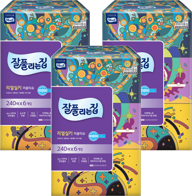 잘풀리는집 천연펄프 미용티슈 2겹, 240매입, 18개