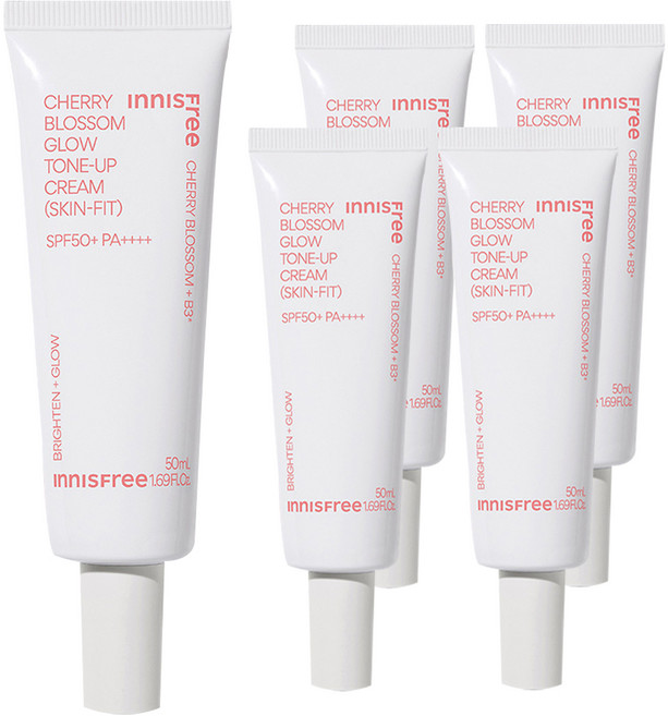 [비건뷰티] 이니스프리 New 왕벚꽃글로우스킨핏톤업크림 SPF50+ PA++++, 핑크, 50ml, 5개