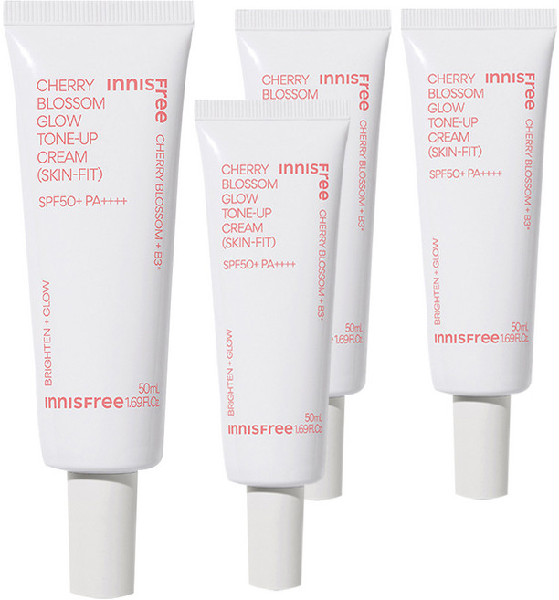 [비건뷰티] 이니스프리 New 왕벚꽃글로우스킨핏톤업크림 SPF50+ PA++++, 핑크, 50ml, 4개