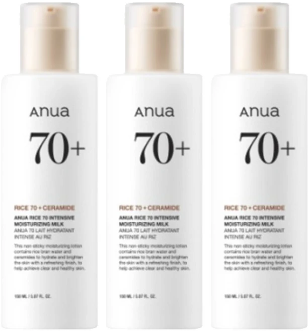 아누아 라이스 70 인텐시브 모이스처라이징 밀크 로션, 3개, 150ml - 쿠팡