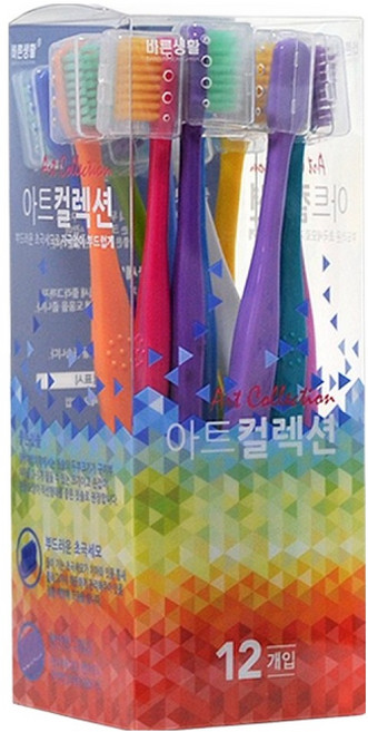 바른생활 아트컬렉션 칫솔 초극세모, 1개입, 12개