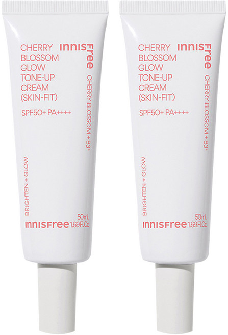 [비건뷰티] 이니스프리 New 왕벚꽃글로우스킨핏톤업크림 SPF50+ PA++++, 핑크, 50ml, 2개