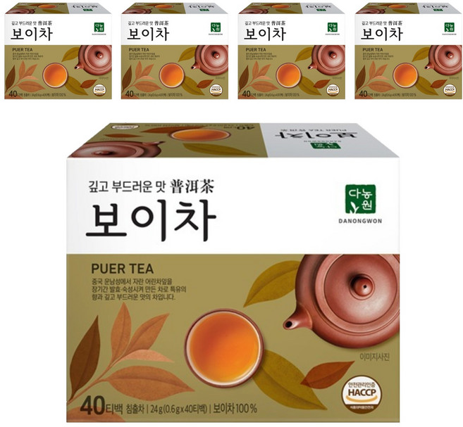 다농원 보이차, 600mg, 40개입, 5개