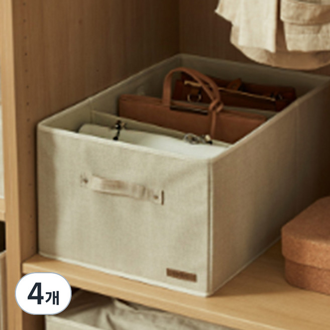 한샘 샘베딩 서랍형 패브릭리빙박스, 베이지, 대(345 x 520 x 260 mm), 4개