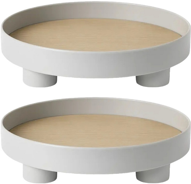 沐慕家居 多用途收納托盤 直徑30 x 7.2公分, 灰色, 2個