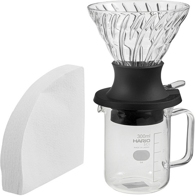 하리오 침출식 드리퍼 스위치 서버 세트, 300ml, 1세트, 드리퍼 + 스위치 서버 + 종이필터