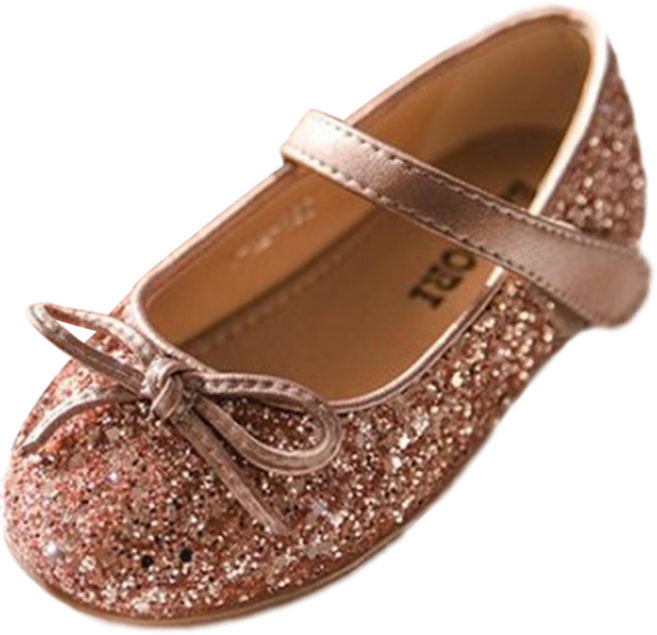 발소리 베이비쨈 여아용 리본 포인 글리터 플랫슈즈