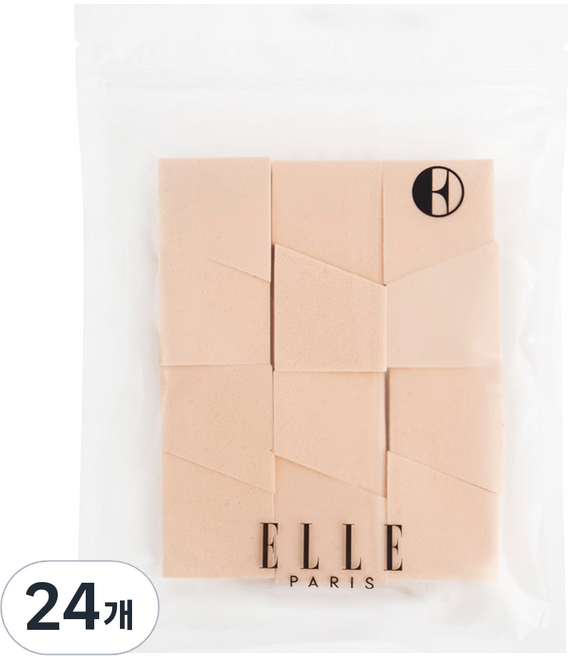ELLE PARIS 웨지 메이크업 퍼프 대용량, 24개, 무향