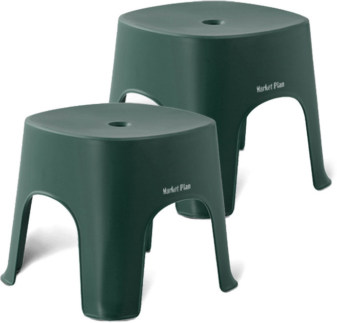 마켓플랜 심플 라운드 욕실의자, 2개, 그린