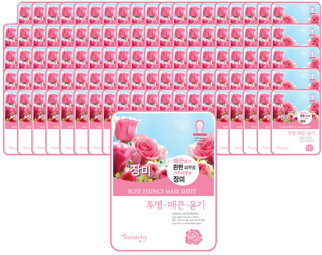 네이처바이 장미 에센스 마스크팩 23ml, 1개입, 100개