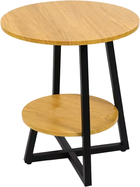 FAmILyLIFE 生活 木冶山居 Carmel工業風雙層圓形茶几 WO-016 50cm 4.6kg, 白橡木