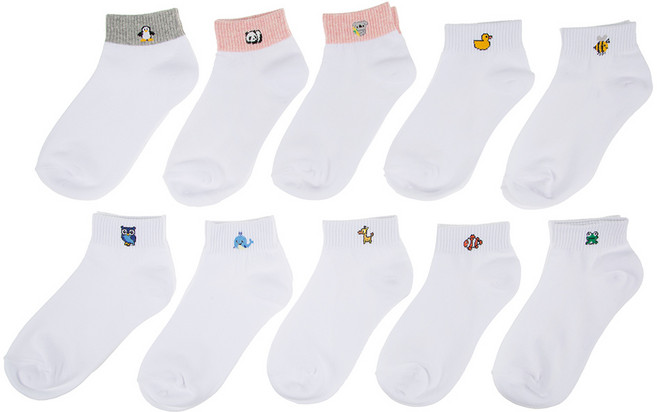 베이스알파에센셜 여성 동물 패턴 단목 양말 10켤레