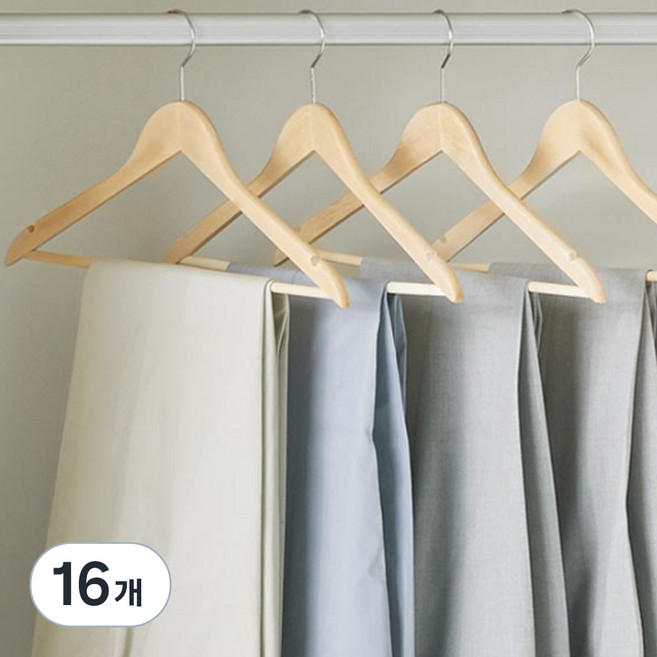 한샘 데일리 원목 옷걸이, 내츄럴, 16개