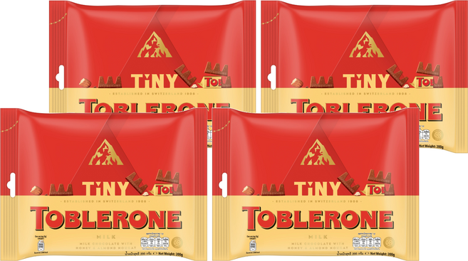 TOBLERONE 瑞士三角迷你牛奶巧克力, 200g, 4袋