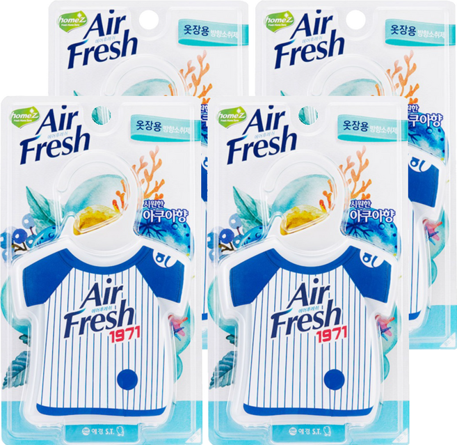 홈즈 옷장용 프리미엄 방향소취제 시원한 아쿠아향 본품, 32g, 4개