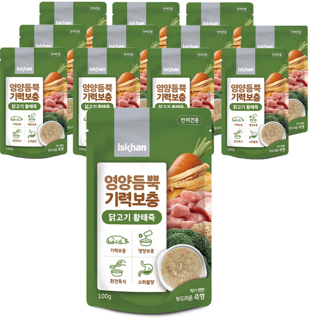 이즈칸 생후 3개월 이상 강아지 영양듬뿍 기력보충 죽, 03_닭고기황태죽, 100g, 12개