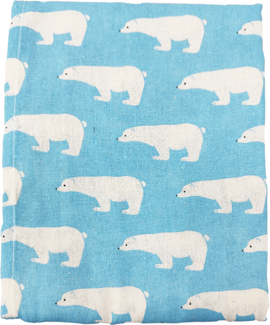 小銅板 日式亞麻門簾, 粉藍北極熊