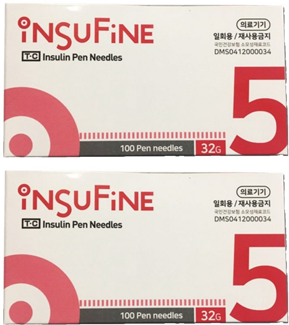 인슈파인 인슐린 펜니들 5mm 100p, 2개, 100개입