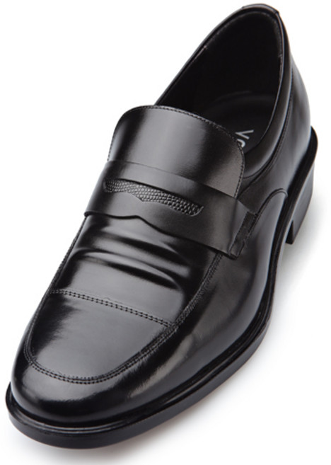 VONIN 천연소가죽 세미키높이 가죽콤비 페니로퍼 정장구두 4.5cm LC064BK