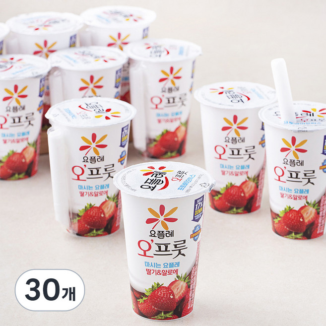 요플레 오프룻 딸기&알로에, 180ml, 1개입, 30개