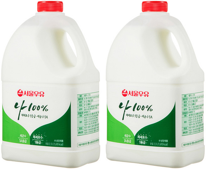 서울우유 1급A우유, 2.3L, 2개