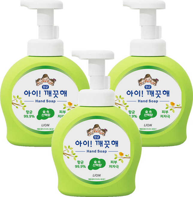 아이깨끗해 핸드솝 숲 속 산책향, 490ml, 3개