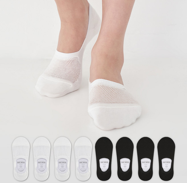 GGRN 여성용 특허 앞코 보강 메쉬 페이크 삭스 8켤레 세트