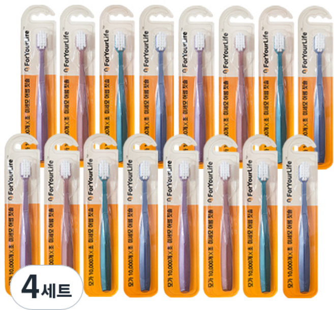 일상나눔 포유어라이프 초 미세모 어썸 칫솔 4종 세트, 16개입, 4세트