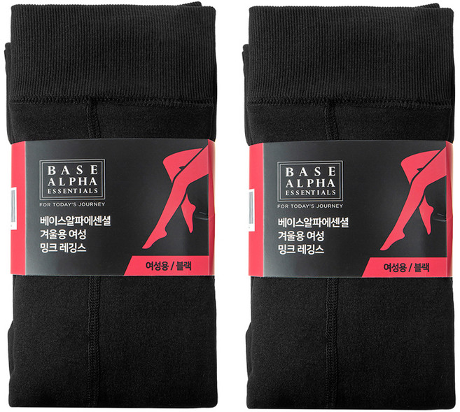 베이스알파 에센셜 여성 겨울용 융털 레깅스 스타킹 2p