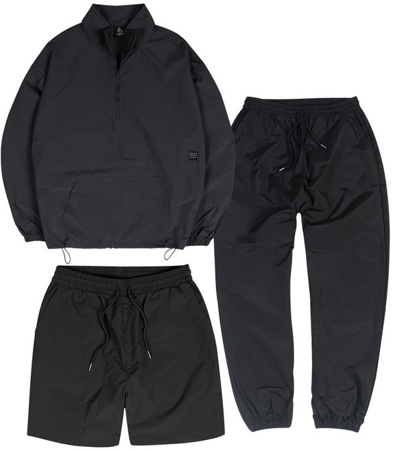 모즈모즈 남녀공용 심플 아노락 바람막이 3종 세트